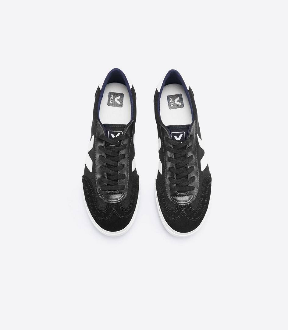 Black White Women's Veja Volley Canvas Trainers | 10963-GLOW