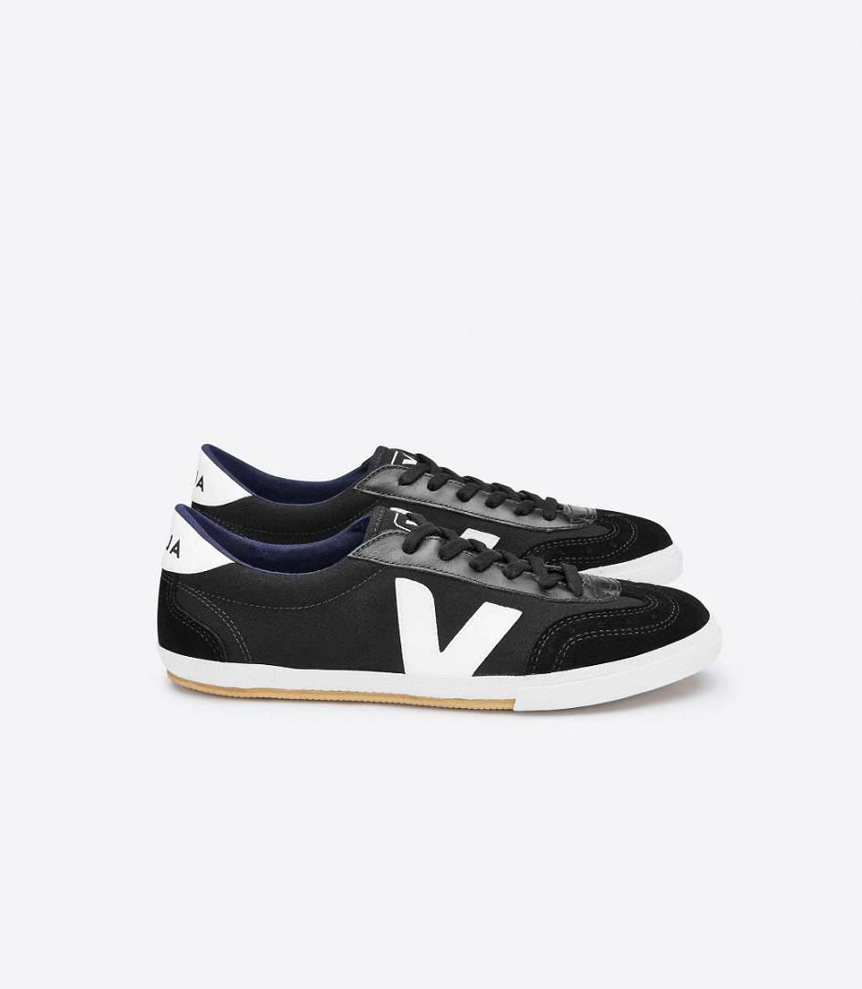 Black White Women\'s Veja Volley Canvas Trainers | 10963-GLOW