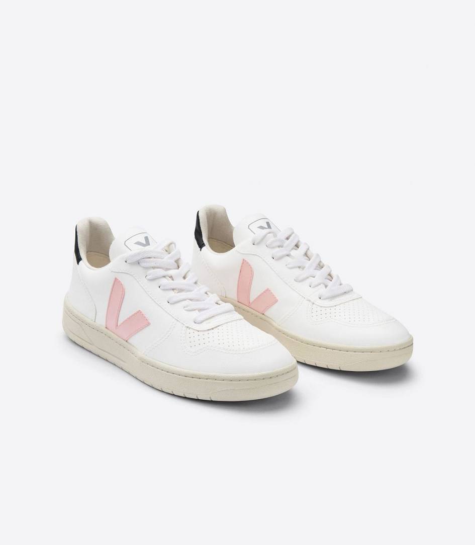 White Petale Black Women's Veja V-10 Cwl Trainers | 51734-WZPR