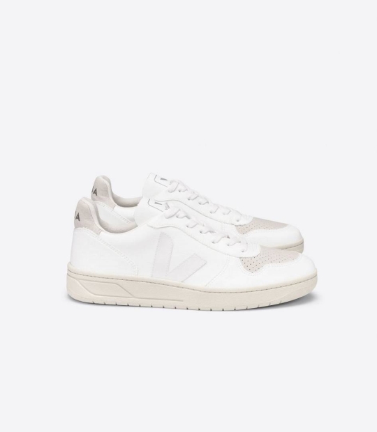 Full White Natural Women's Veja V-10 Cwl Sneakers | 25893-XOJH