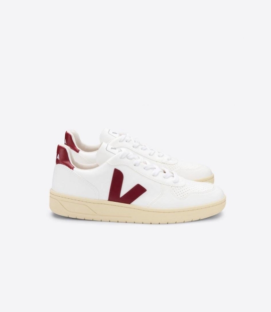 White Marsala Butter Sole Women's Veja V-10 Cwl Sneakers | 41635-QXUA