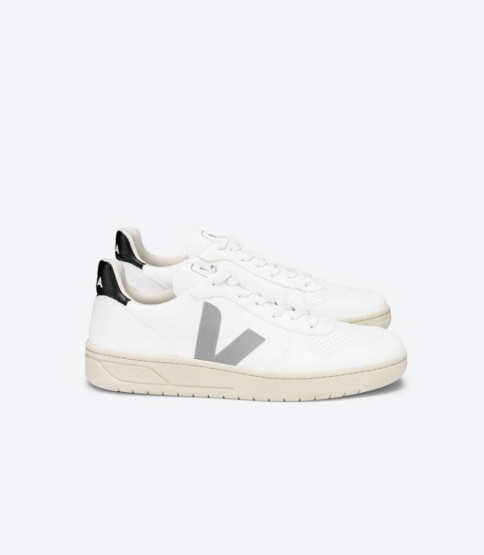 White Oxford Grey Black Women's Veja V-10 Cwl Trainers | 49176-ZEBX