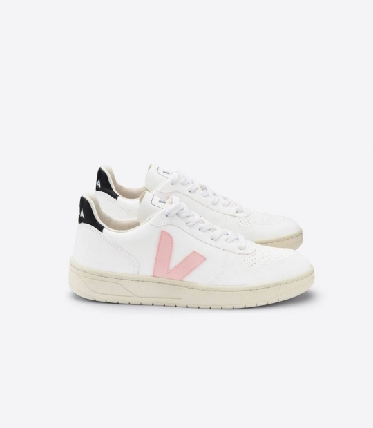 White Petale Black Women's Veja V-10 Cwl Trainers | 51734-WZPR