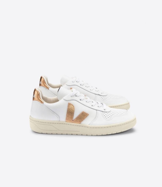 White Venus Women's Veja V-10 Leather Sneakers | 69078-EDHT